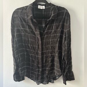 Bella Dahl Black and White Grid Button Down Shirt